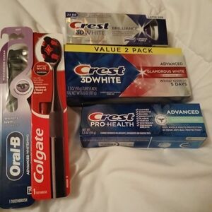 Variety Of Whitening Toothpaste and Toothbrushes